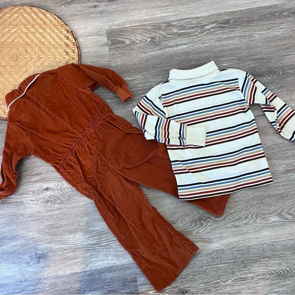 Vintage 1970’s boys corduroy jumpsuit & stripe sweater bundle - Picture 4 of 7